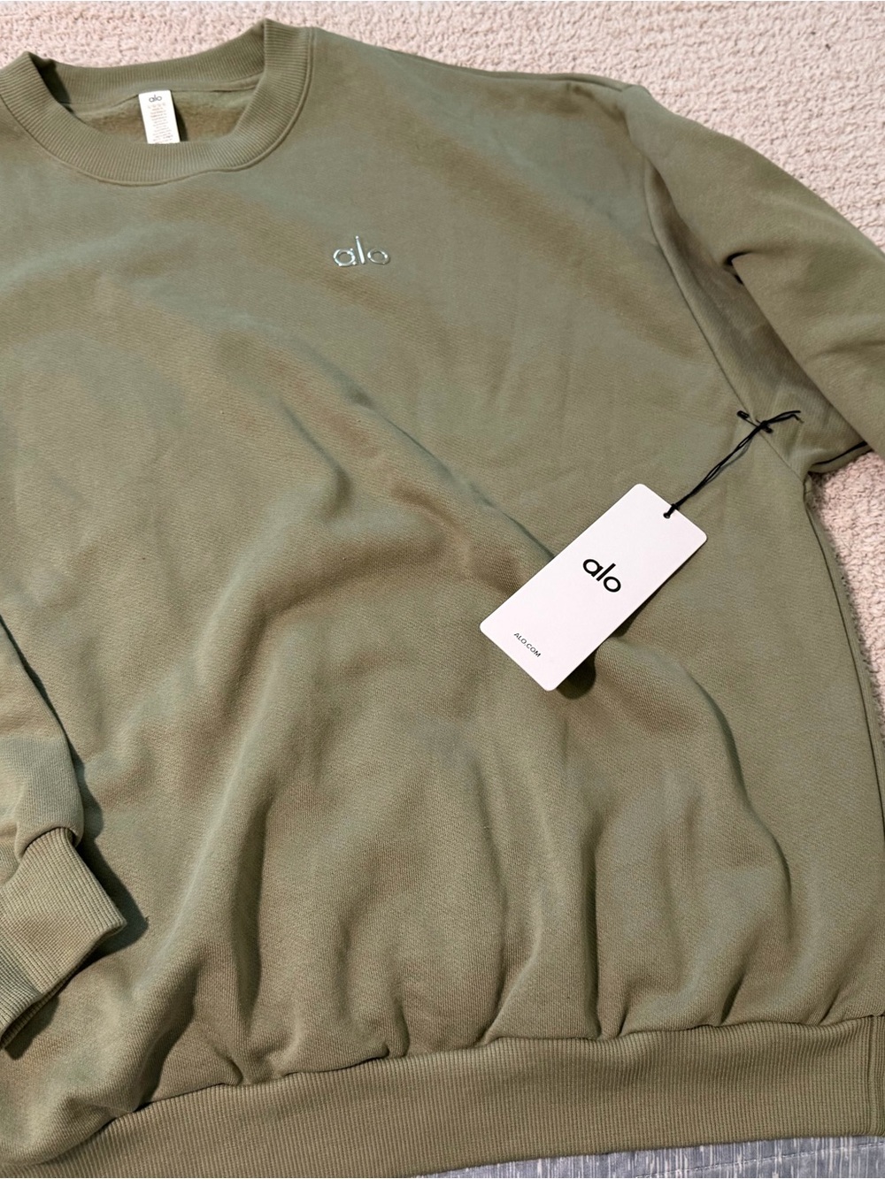 ALO Unisex Size L 💚NWT 💚Dune Green Accolade Crewneck Sweatshirt - Picture 2 of 6